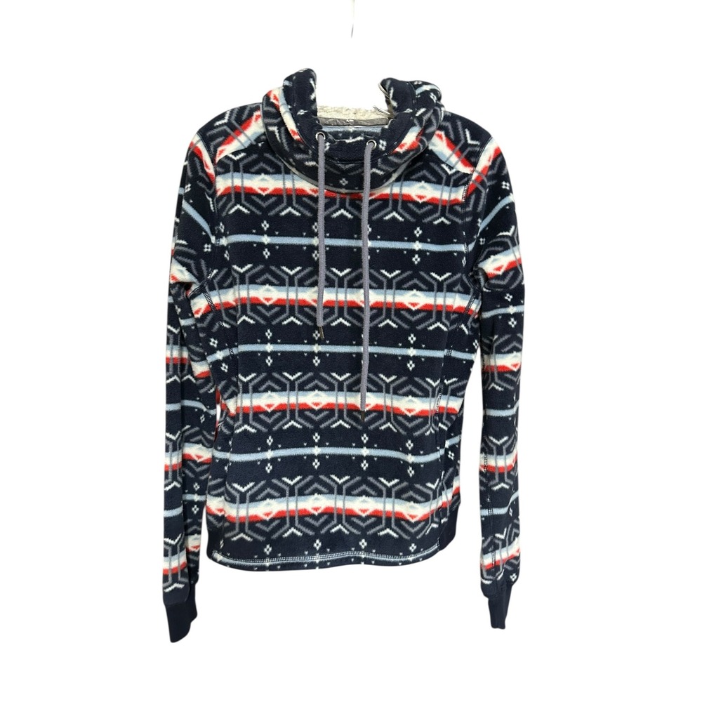 Abercrombie Fitch Women's Fleece Sherpa Lined‎ Hoodie Cozy Fair Isle Print Sz L